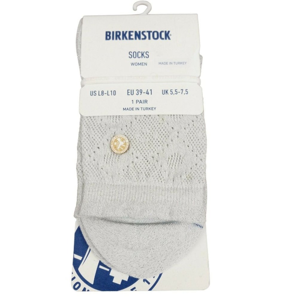 Birkenstock Cotton Bling Ajour White Sparkle Womens Socks Shoe Size 8-10 EU39-41